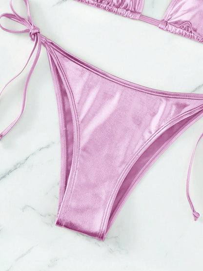 Solid Color Bikini Mauve Purple