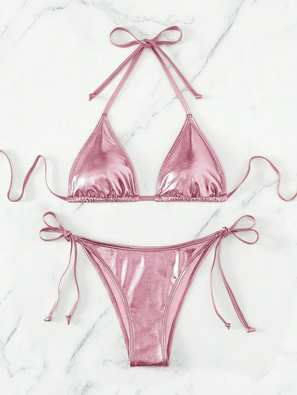 Halter Tie-Up Bikini Pink
