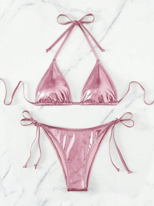 Halter Tie-Up Bikini Pink