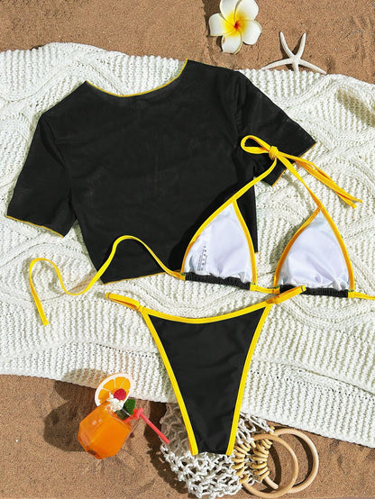 Azure Sport 3-Piece Bikini Set Multicolor