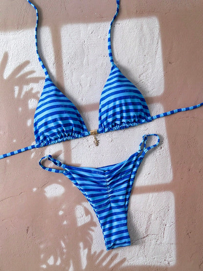 Bay Striped Print Bikini Multicolor