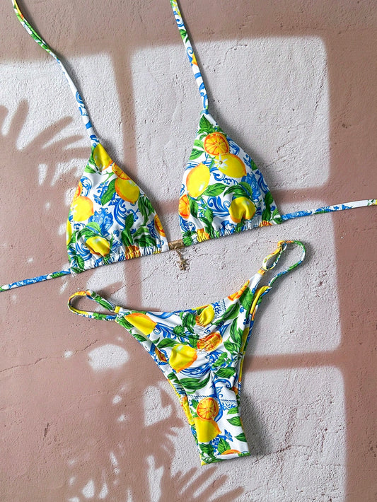 Fruit Garden Print Bikini Multicolor
