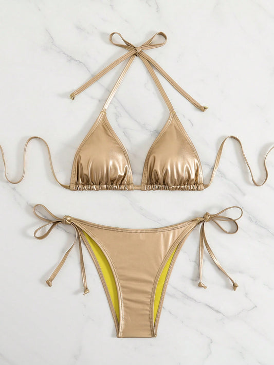 Solid Color Bikini Gold