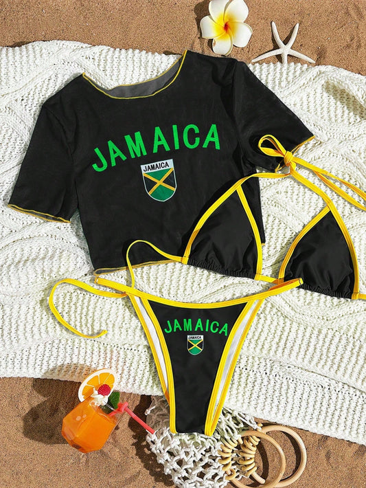 Azure Sport 3-Piece Bikini Set Multicolor