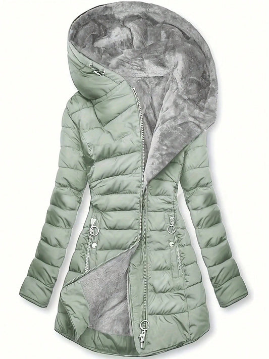 Fleece Lined Winter Coat Light Green